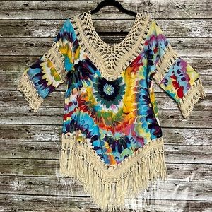 Women’s crochet tie dye coverup